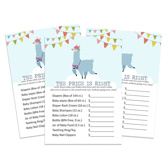 Inkdotpot The Price Is Right Baby Shower Game -Girl/ Boy Baby Shower Fun Party Game Collection, Activities, Decorations,Animals Theme Party Supplies - Pack Of 50