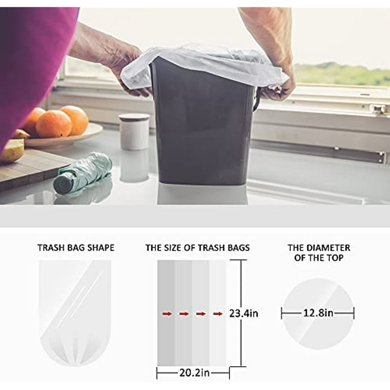 1.2 Gallon 220pcs Strong Drawstring Trash Bags Garbage Bags by Teivio, Bathroom Trash Can Bin Liners, Code A Fit 4.5-5 Liter, 0.8-1.2 and 1-1.3 gal, S