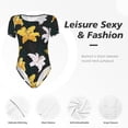 thumbnail image 6 of Daiia Lilies Flowers print Women's Crew Neck Short Sleeve Bodysuit Fashion Tops Fit Casual Basic Extender Bodysuit-Medium, 6 of 9