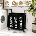 thumbnail image 2 of 3 Section Laundry Basket with Wheels and Lids, 150L Rolling Laundry Hamper with Handle, Sorter for Clothes Storage (Black), 2 of 9