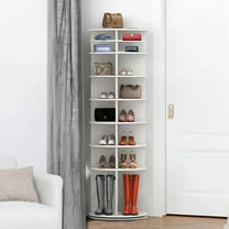 GVN Shoe Rack Organizer,Shoe Storage Cabinet,8 Tier Rotating Shoe Rack Tower, Spinning Shoe Display, 360 Shoe Rack Storage Round Carousel, White
