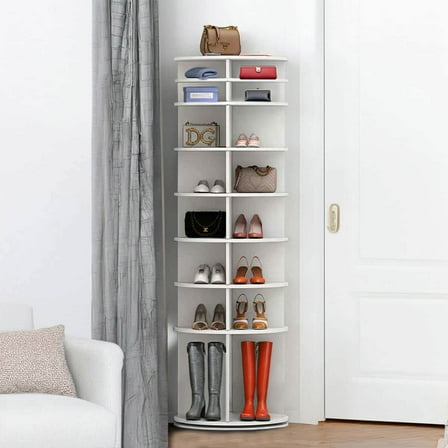 7 Tier Rotating Shoe Rack Tower, Spinning Shoe Organizer, Revolving 360 ...