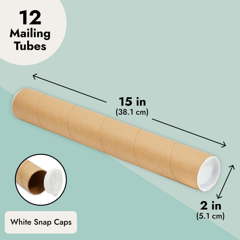 2 set- Art Wall Kraft Mailing Tube with Cap, 2-Inch by 15-Inch, 12-Pack