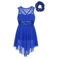 thumbnail image 2 of LiiYii Kids Girls Sequins Sleeveless High-Low Ballet Dance Dress Ballerina Gymnastics Leotard Dress Royal Blue 10, 2 of 5