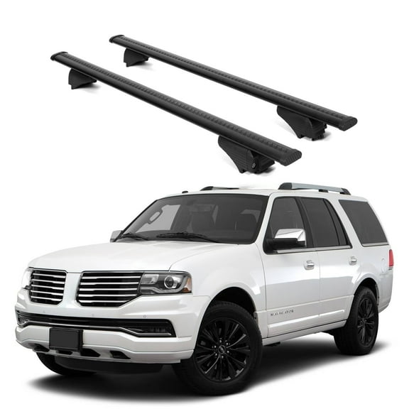 ERKUL Roof Rack Cross Bars for Lincoln Navigator 2006-2017 | Aluminum Crossbars with Anti Theft Lock for Rooftop | Compatible with Raised Rails - Black