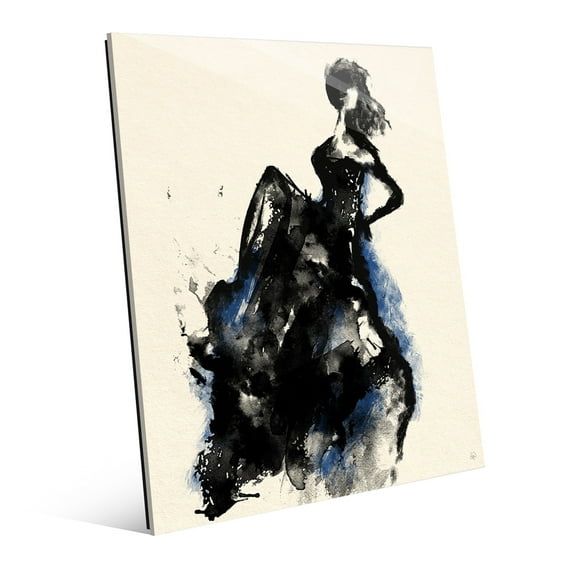 Woman in Dress Blue Accent - Grunge |20" x 24" Acrylic wall art