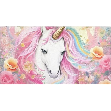 

Bestwell Cute Unicorn Pink Kitchen Mats 20 x39 Absorbent Non Slip Runner Rug Machine Washable Kitchen Floor Mat for Home Bathroom Door