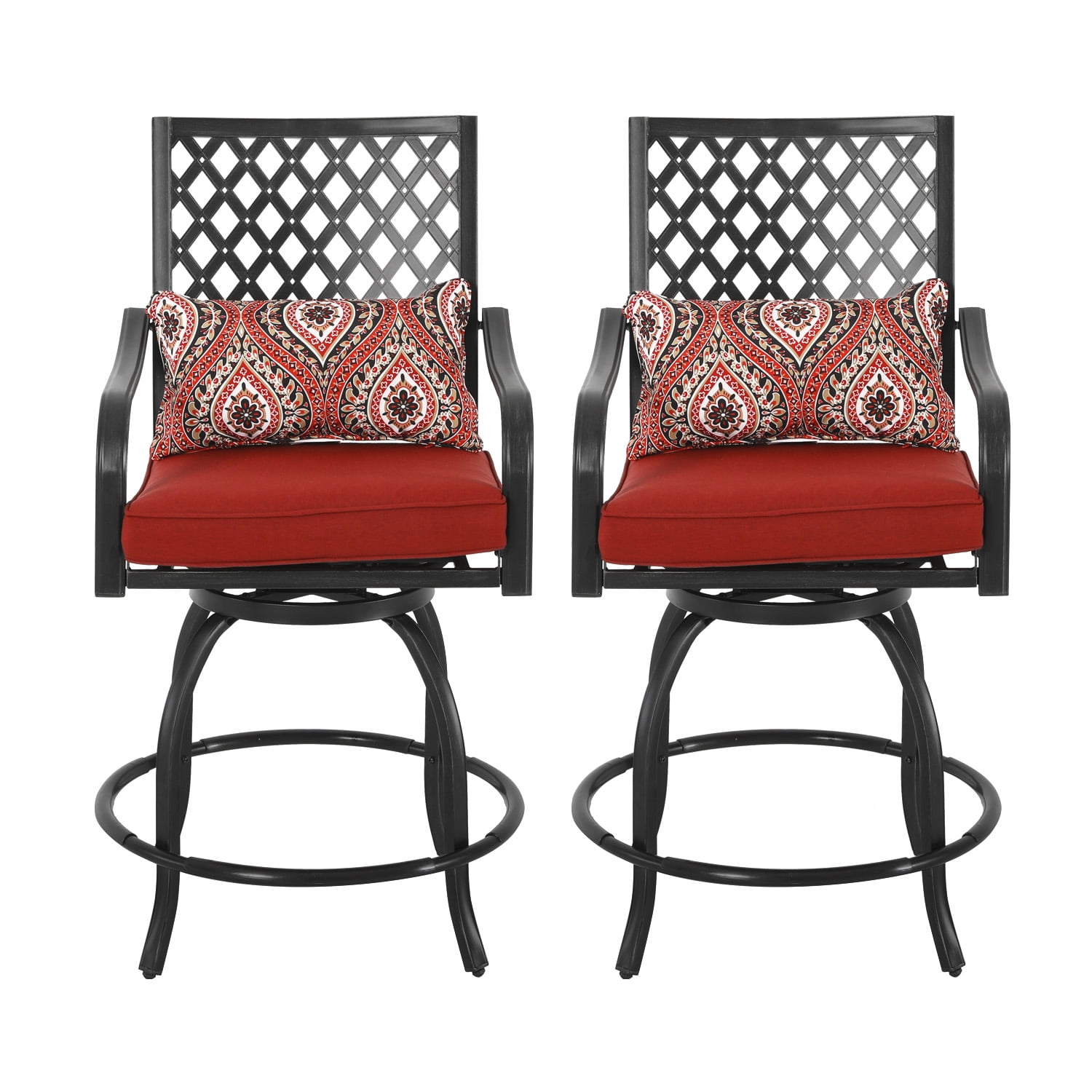 Nuu Garden 2 Piece Outdoor Patio Height, Outdoor Swivel Bar Stools Without Backs