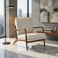 thumbnail image 5 of Demi Bonn Modern Accent Chair, Elegant Armchair with Rubber Wood Armrests and Removable Back, Suitable for Living Room Bedroom Reception Room Office, Beige, 5 of 8