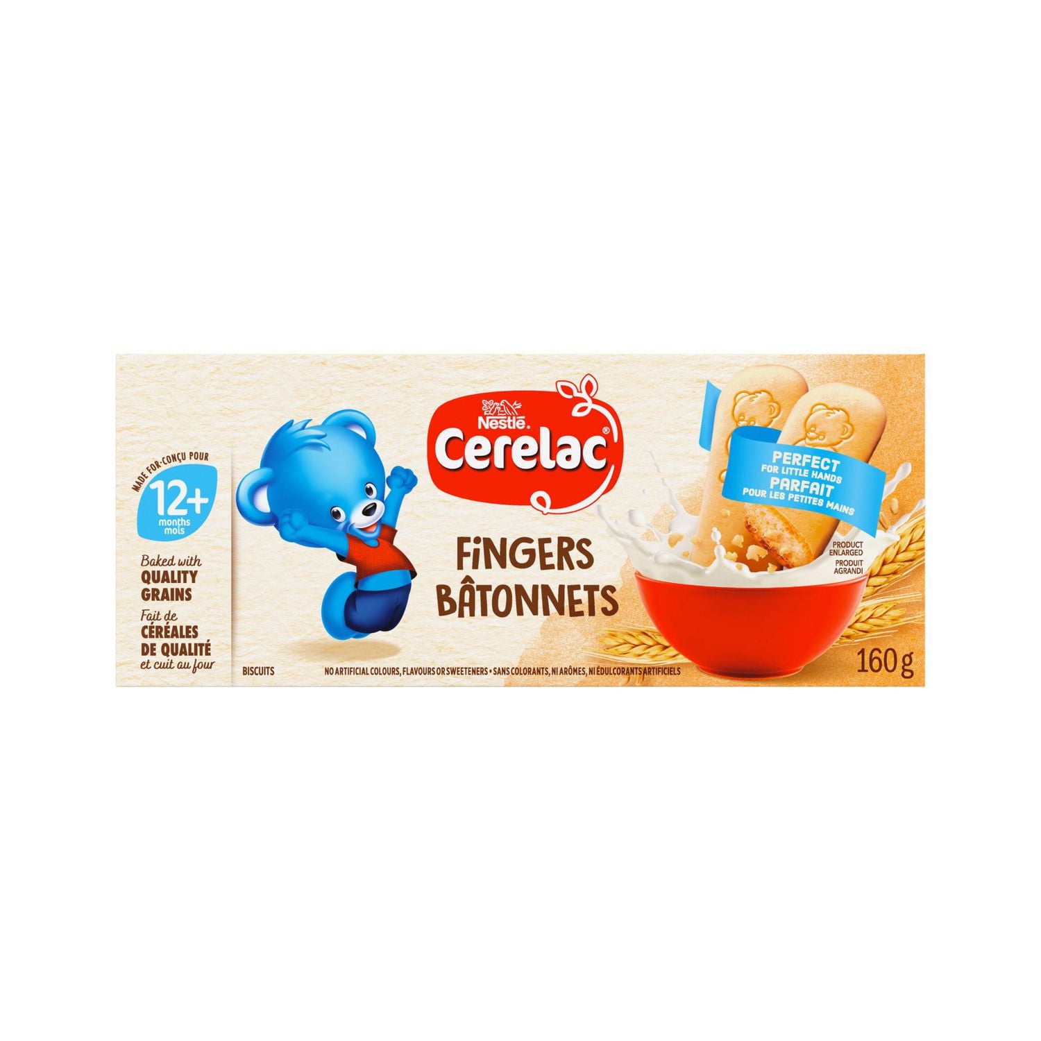 Cerelac Fingers, Biscuits, Light Buttery Flavour, Toddlers 1 Year & Up, Encourages Self Feeding, Quality Grains, No Artificial Colours, Flavours Or Sweeteners, Travel-Size Packets, 160 g
