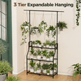 thumbnail image 6 of Bamworld Tall Plant Stand Indoor Outdoor, Heavy Duty Metal 3 Tiered Hanging Plant Shelf for Multiple Flower Planter Holder Tall Large Rack for Living Room Garden Balcony, Black, 6 of 6