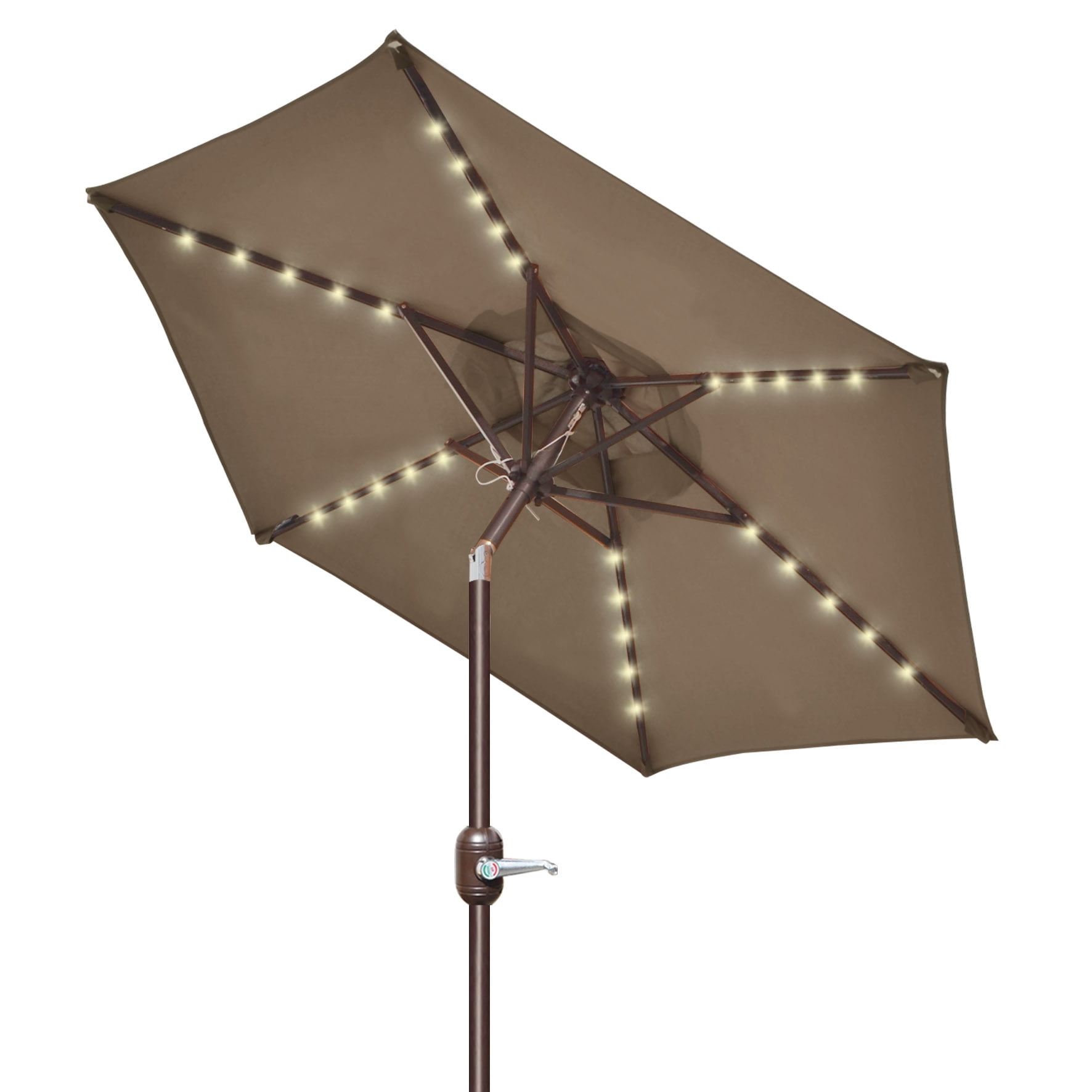 Sunny 6.5ft Outdoor Patio Umbrella LED Lighted Tilt Aluminum Garden Market Balcony Sunshade