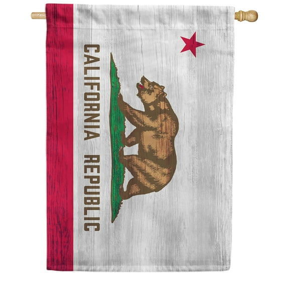America Forever California State Flag 28 x 40 Inch Double Sided Outdoor Yard Decorative USA Vintage Wood State of California House Flag, Made in the USA