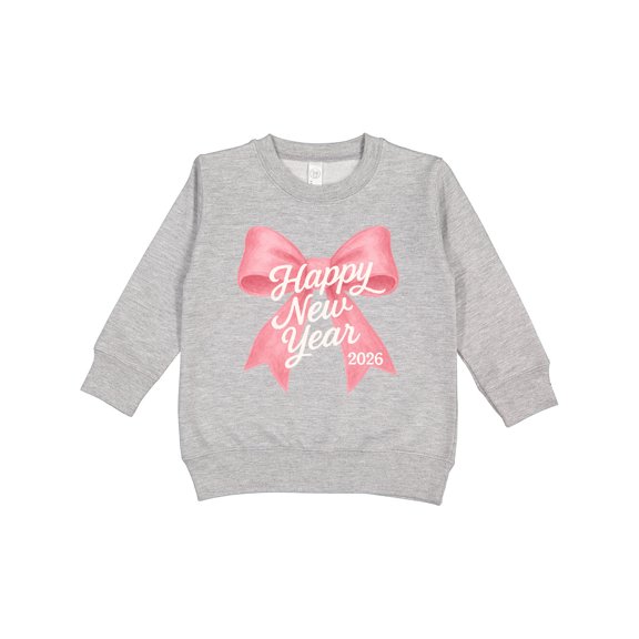 Inktastic Happy New Year 2026 Pink Bow Toddler Sweatshirt