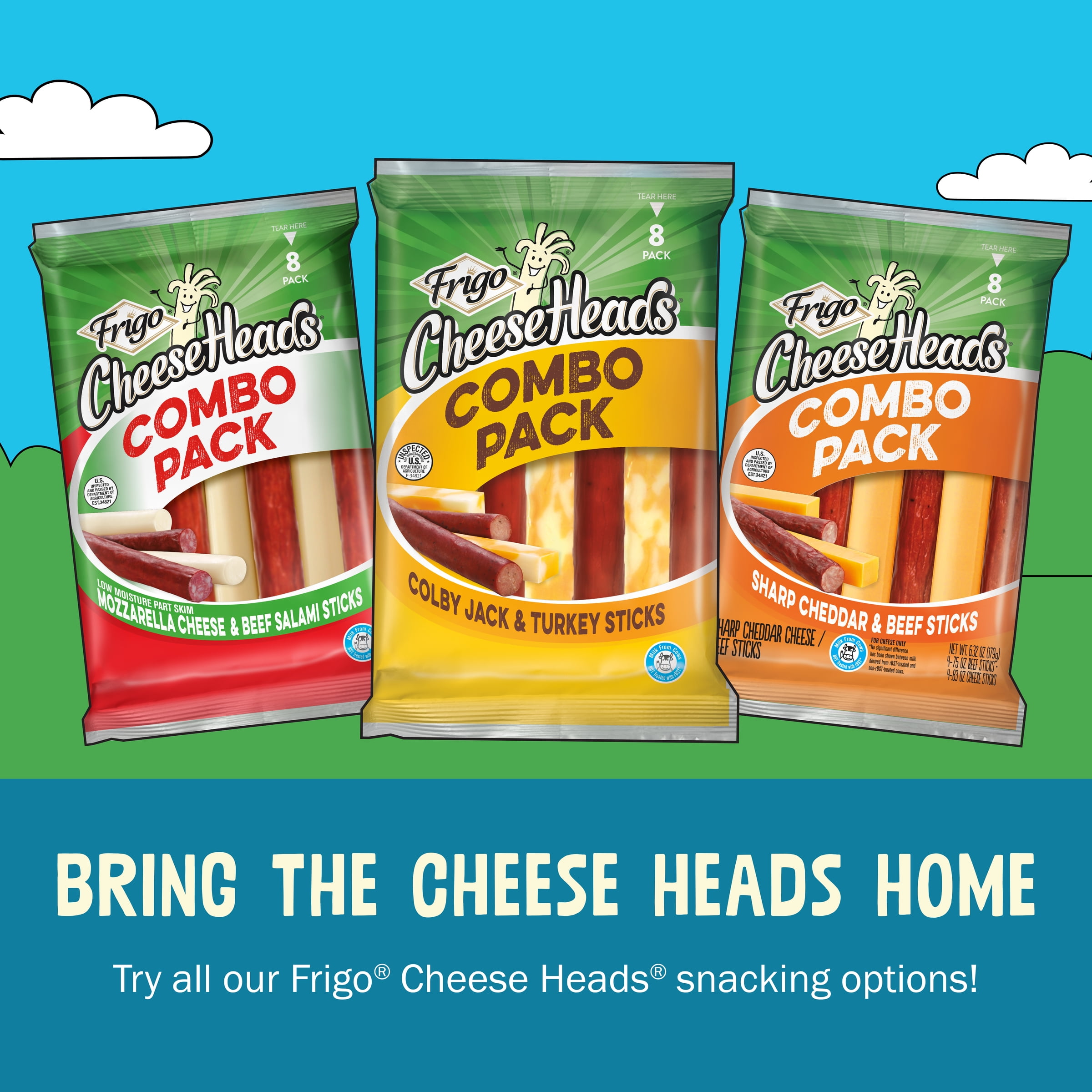 Frigo® Cheese Heads® Sharp Cheddar & Beef Sticks Combo pack, 6.32 oz, 8 Count