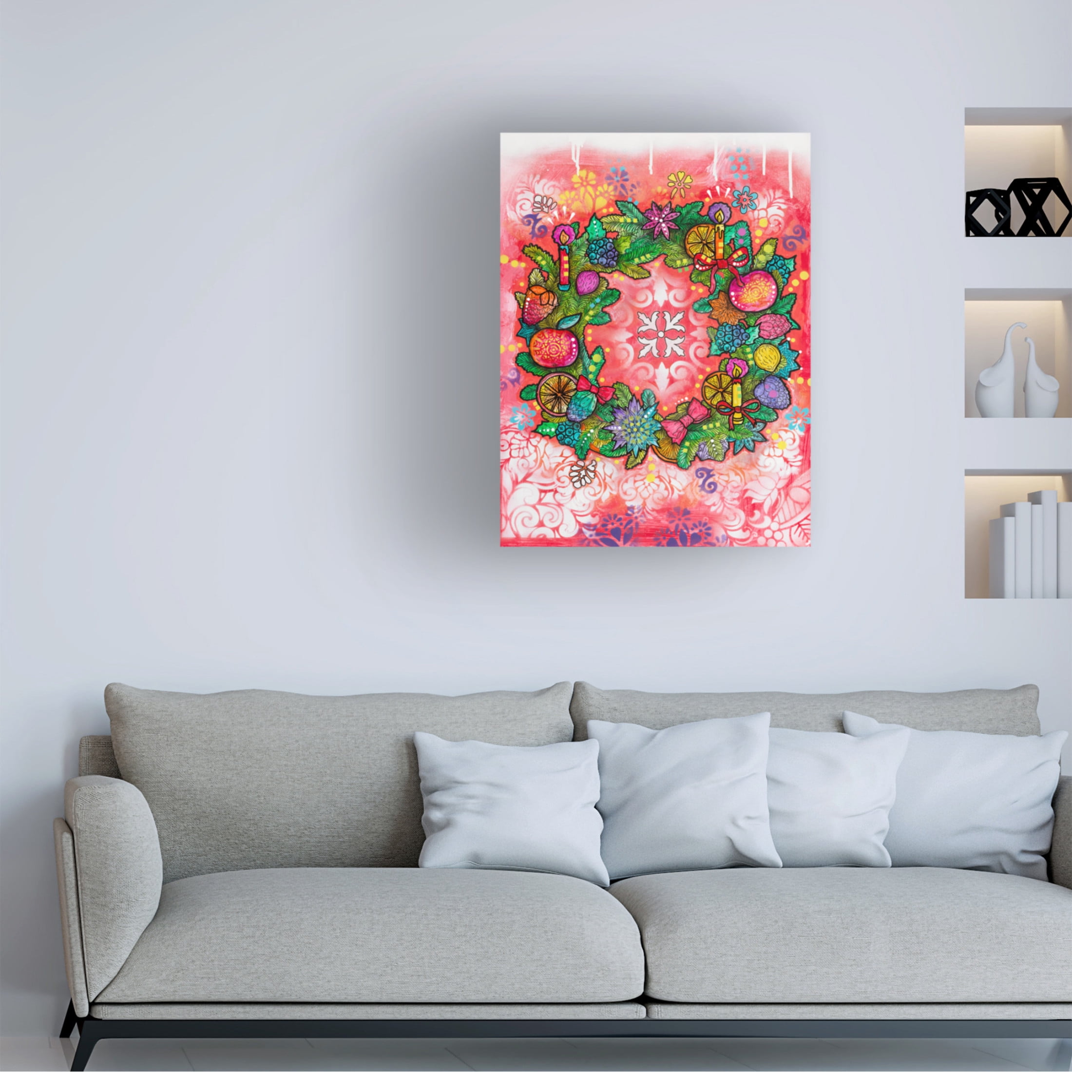 Canvas Wall Art - Dean Russo 'Citrus Wreath' Wall Art for Living Room, Bedroom, or Office Décor by Trademark Fine Art - 35 x 47 Inches