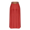 thumbnail image 2 of Sentmoon Womens Skirts Oversized Elastic Waist Solid Color Spring Long Skirt Linen Boho Skirt with Pocket Beach Items Comfy for Spring, Summer, and Holiday Travel Red S, 2 of 7