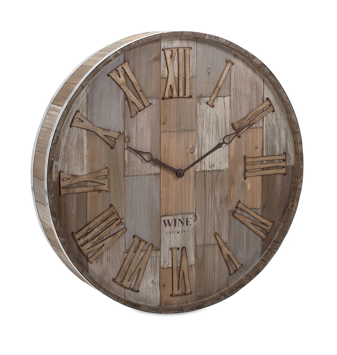 Wine Barrel Wood Wall Clock