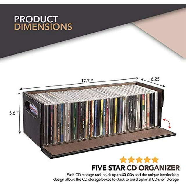 Boîte de Rangement pour CD avec Ouverture Magnétique Puissante - Plateau CD pour 40 Étagères de Rangement et Organisation
