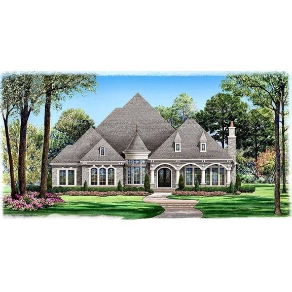 015-6956: Luxury Traditional 4 Bed, 5 Bath Luxury Home Plan, 4977 Sq Ft: Full Blueprints with License to Build by Home Plan Marketplace - Lesuto