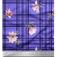 thumbnail image 1 of Soimoi Purple Cotton Duck Fabric Check & Magnolia Floral Print Fabric by the Yard 42 Inch Wide, 1 of 3