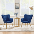 thumbnail image 2 of Yaheetech 2pcs Modern Velvet Upholstered Accent Chair with Wing Side for Living Room, Blue, 2 of 8