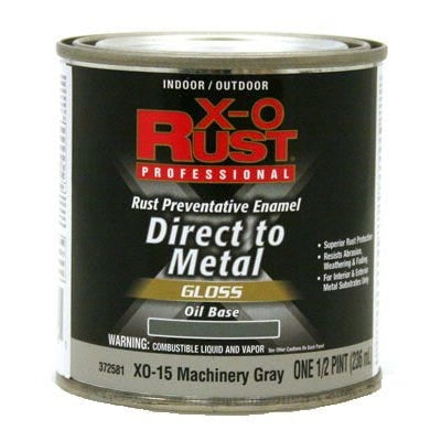 XO Rust Premium Ant-Rust Oil-Base Enamel, Machinery Gray Gloss, 1/2-Pt