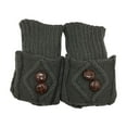 thumbnail image 3 of 1 par de calentadores de piernas de punto, medias de invierno cálidas para mujer, puños de botas gris oscuro, 3 of 9