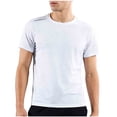 thumbnail image 3 of Men's Ice Silk Cooling Casual Loose Fit T-Shirt Top Short Sleeve Round Neck Breathable Sports Shirt for Gym Workout Beach Vacation Travel Streetwear | AESTIVO,White L, 3 of 9