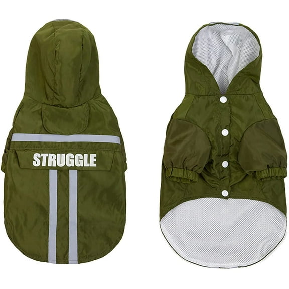 Dog Raincoat Hoodies Rain Jacket Waterproof Rain Poncho with Pocket Reflective Rain Coat for Small Medium Dog Green L