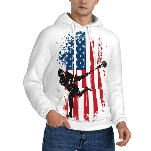 Lacrosse American Flag Hoodie Men Unisex 3d Fleece Hooded Sweatshirt X-Small