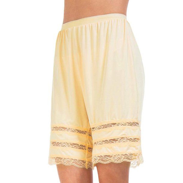 Women Culottes Slip Elastic Waist Lace Snip-it Pettipants Bloomer Half Slip Shorts Loose Paiama