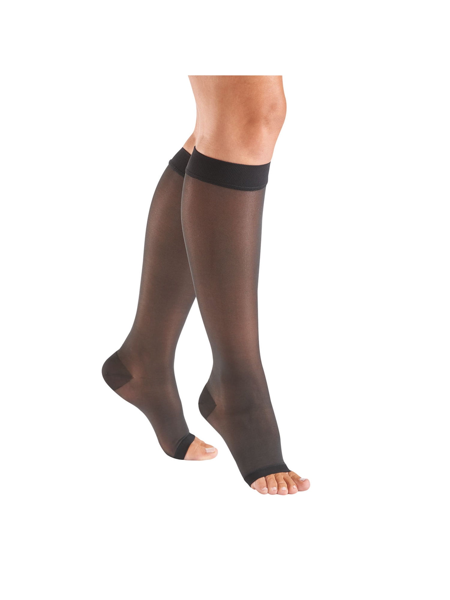 Support Plus Womens Open Toe Mild Compression Knee Highs Sheer 815