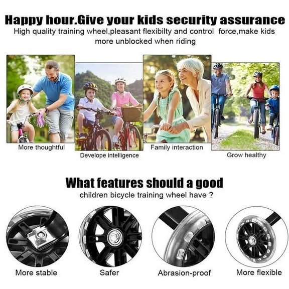 Qiweii Flash Training Wheels forTeen 12 14 16 18 20 Inch Bike,Heavy Duty Training Wheels are for Single Speed Bicycle