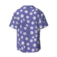 thumbnail image 6 of Lsque Daisies Flowers print Men's Cuban Collar Short Sleeve Shirt Summer Beachwear Casual Button Down Fashionable Vacation Leisure Shirt-Large, 6 of 7