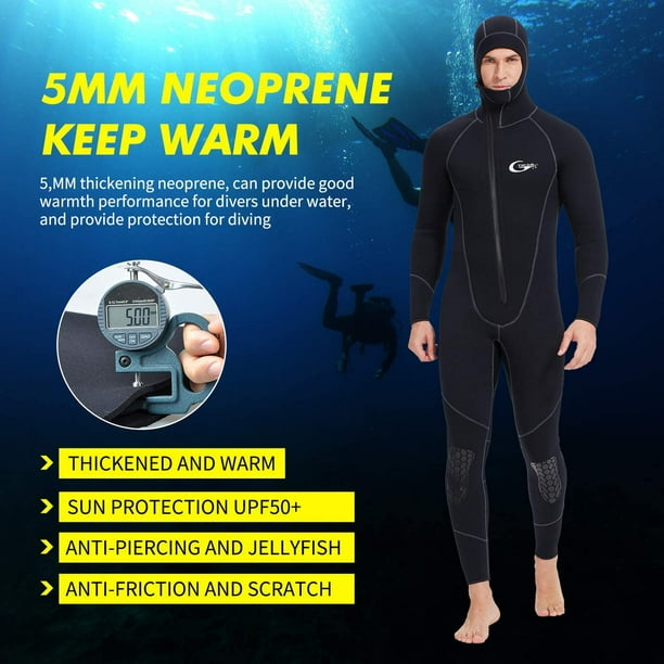 Men Hood Surfing Front Zipper Snorkeling Spear fishing Diving Suit