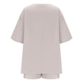 thumbnail image 6 of IWRICH Women's Short Sets 2 Piece Outfits Plus Size Linen Short Sleeve Shirts and Shorts Spring Summer Outfits Beige XXXL, 6 of 6