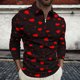 thumbnail image 1 of Blusa y camisa de manga larga con cuello vuelto para hombre, jersey de solapa con cremallera de manga larga, blusa informal con estampado de San Valentín para hombre, blusa de poliéster, 1 of 5