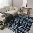 thumbnail image 4 of CAMILSON Crystal Navy Blue Area Rug 5'3"x7' Boho for Living Room Bedroom Dining Room Navy Blue / Cream Indoor Area Rugs, 4 of 10