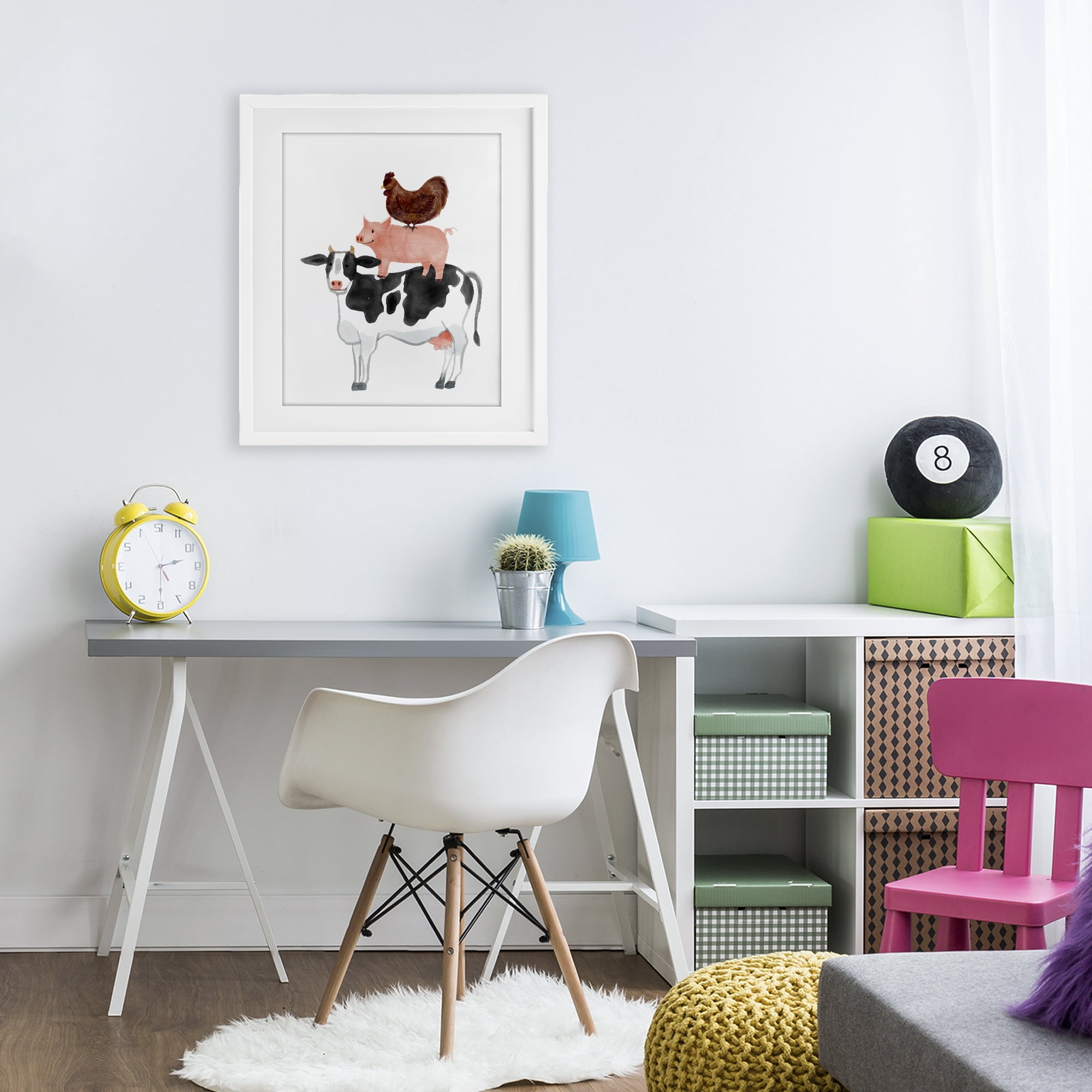 Stupell Industries Farm Animal Stack Whimsy White Framed Print Under Glass, design by Kim Allen