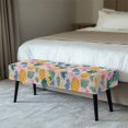 thumbnail image 2 of Chririnla Tropical Pineapple & Floral Print Anti Dust Bench Slipcover, High Stretch Polyester Spandex Dining Bench Covers for Bedroom Hotel, 2 of 9