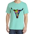 thumbnail image 2 of Wild Bobby, Colorful Rainbow Cow Bull Skull, Animal Lover, Garment-Dyed Washed Look Short Sleeve T-Shirt, Mint, Large, 2 of 3