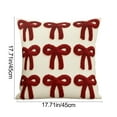 thumbnail image 3 of Christmas Throw Pillow Covers Valentine's Day Gift 17.7x17.7 Inches Soft Cozy Plush Square Red Bow Pillowcase With Hidden Zipper Bowknot Embroidered Cushion Covers For Sofa Bedroom Home Decor, 3 of 7