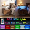 thumbnail image 6 of Giantex Nightstand w/LED Lights & Charging Station, Bedside Table w/Storage Shelves, Brown, 6 of 8