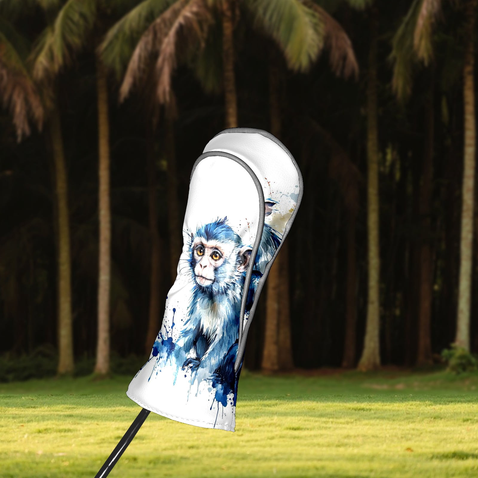 Golf Club Covers, Blue Monkey Premium PU Leather Driver Hybrid Putter Head Covers with Velvet Lining, Waterproof Golf Gifts for Men Women