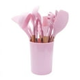 thumbnail image 1 of Kitchen Wooden Handle Silicone Kitchen Utensils Non Stick Cooking Spoon Spatula Brush Scraper Clip Set, 1 of 5