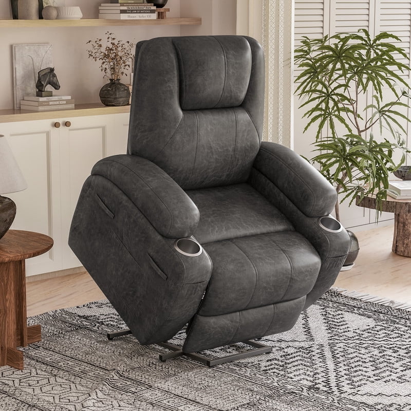 Homall Power Lift Recliner Chair Massage Designed Leathaire Fabric Single Sofa Specifically for Nursing,Black
