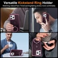 thumbnail image 3 of Dteck Magnetic for iPhone 16 Pro Case with Screen Protector Camera Lens Cover, Compatible with MagSafe, Military Grade Drop Ring Holder Translucent Slim Hard Back Soft Edge,Winered, 3 of 8