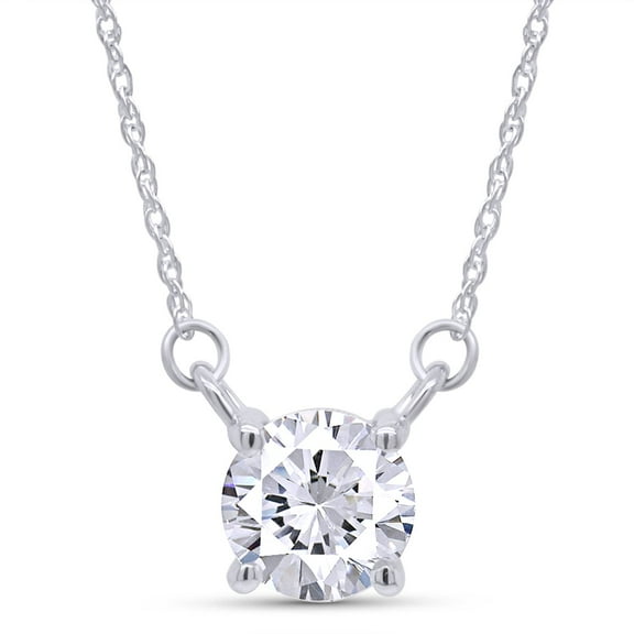 AFFY 1CT Moissanite Diamond Necklace, Solitaire Pendant Necklace for Women 18K White Gold over Silver