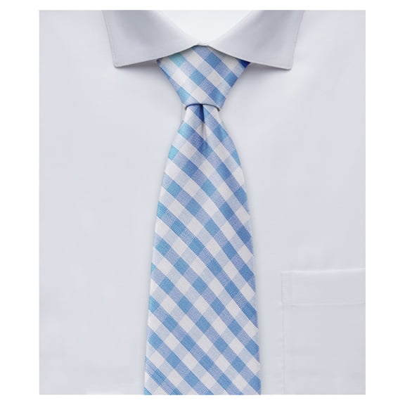 Jacob Alexander Men's Gingham Checkered Pattern Regular Length Neck Tie - Light Blue